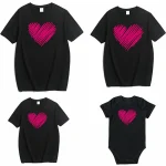 Famille correspondant vêtements correspondant tenue drôle batterie vêtements papa maman garçon fille T-shirt famille Look papa maman moi bébé garçon fille – YR7219 Rose love