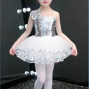 Robe de danse jazz pour filles costume de ballet enfant robe stretchée en spandex couleurs vives blanc jaune rose occasionnel party performance 100150CM Robe de danse jazz pour filles costume de ballet enfant robe stretchée en spandex couleurs vives blanc jaune rose occasionnel party performance 100150CM