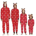 Tenues de Noël assorties pour famille pyjamas coordonnés pèrefils mèrefille bébé style festif capuches rennes polaire douce Winter Collection