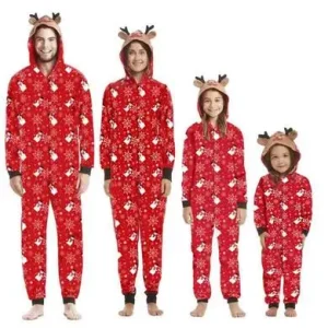 Tenues de Noël assorties pour famille pyjamas coordonnés pèrefils mèrefille bébé style festif capuches rennes polaire douce Winter Collection