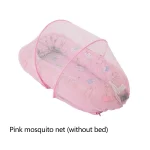 Moustiquaire portable et pliable pour lit de bébé filet antimoustiques design rose et motifs multicolores protecteur bébé usage intérieur/extérieur facile à transporter