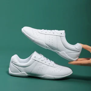 Chaussures d’aérobic pour enfants baskets souples microfibre blanche semelle en caoutchouc sneakers modernes pour filles et garçons Chaussures d’aérobic pour enfants baskets souples microfibre blanche semelle en caoutchouc sneakers modernes pour filles et garçons