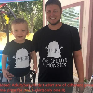 Tshirt Famille Remix Original Tenues Assorties Papa Maman Enfants Cadeau Fête des Pères  MonsterBlack