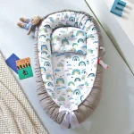 Nid bébé en coton berceau portable lit de voyage couffin bébé lit d&rsquo;appoint confort bébé accessoire maternité design moderne motifs nuages et arcsenciel