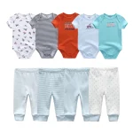 Ensemble vêtements bébé nouveauné garçon fille body et pantalon coton doux motifs ludiques style moderne