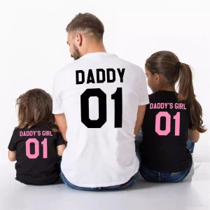 TShirts assortis papa et fille style moderne blanc 46 ans 100% coton confortable et durable