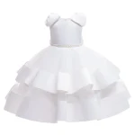 Robe princesse blanche pour fille robe de baptême mariage enfant robe tutu élégante style classiquePerlages ceinture occasion spéciale fille 38 ans