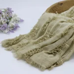 Accessoire photo bébé couverture de fond emmaillotage rond photographie nouveauné style beige texture douce franges
