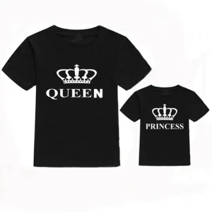 Tshirt assorti maman et fille vêtements mode maman fille tshirt reine princesse design épuré coton confortable cadeau original style élégant moderne idéal été