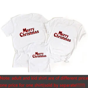 Tshirt Noël famille bébé enfant adulte fêtes cadeau Merry Christmas textile doux comfy style festif
