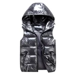Gilet brillant sans manches pour enfant hiver vêtement extérieur style moderne matière synthétique imperméable fermeture éclair poches latérales pour garçons et filles 713 ans