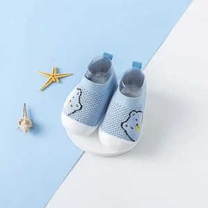 Chaussures bébé fille garçon maille tricotée motif ours polaire souples confortables antidérapantes premiers pas printemps automne