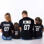 Tshirt assorti pour la famille tenues de famille père mère fille fils roi reine princesse prince  Noir