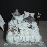 Ensemble de literie satin vert Lanlika housse de couette draphousse taie d&rsquo;oreiller accessoires bébé literie moderne doux hypoallergénique Easy Poussette