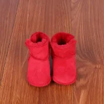 Bottes d&rsquo;hiver pour bébé en suédine douce confortable et chaude pour les toutpetits rouge semelle souple facile à enfiler