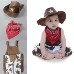 Ensemble vêtements bébé garçon 024 mois combinaison denim marron costume batterie chemise chapeau vache bavoirs enfants