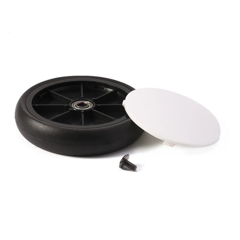 Roue avant de remplacement pour poussette landau chariot shopping bébé diamètre 13.5cm caoutchouc naturel couleur noire blanc design moderne haute durabilité