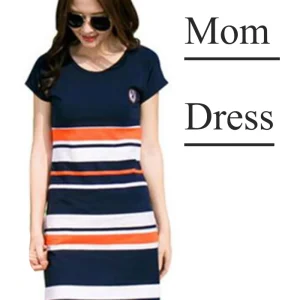 Robe maman été 2019 tunique rayée famille style décontracté confortable maternité été rayures bleues blanches et oranges vêtement bébé fille et garçon accessoires poussette Robe maman été 2019 tunique rayée famille style décontracté confortable maternité été rayures bleues blanches et oranges vêtement bébé fille et garçon accessoires poussette