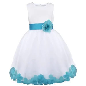 Robe à fleurs pour filles 214 ans robe de communion mariage baptême vêtement de cérémonie style européen Light Blue