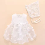 Robe bébé fille dentelle été baptême 36 mois tulle blanc broderie cérémonie occasion spéciale