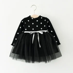 Robe Tutu princesse à pois pour bébé fille vêtement printempsautomne 1er anniversaire robe de bal élégante 724 mois