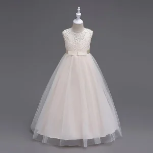 Robe longue de princesse en tulle et dentelle pour filles mariage fête baptême robe formelle fille 415 ans style européen et américain champagne