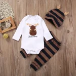 Citgeett – ensemble de vêtements d&rsquo;automne pour bébé garçon et fille, combinaison à manches longues, pantalon Long + chapeau, pour noël