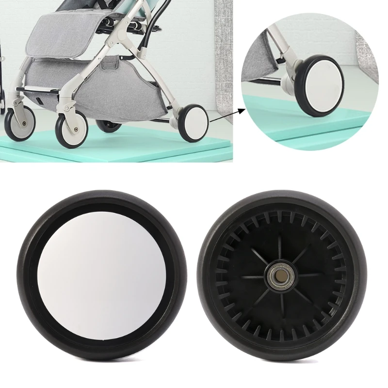 Roue avant de remplacement pour poussette landau chariot shopping bébé diamètre 13.5cm caoutchouc naturel couleur noire blanc design moderne haute durabilité