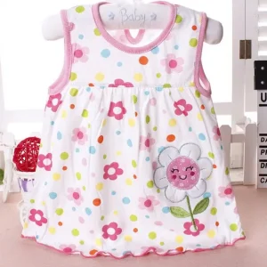 Robe bébé fille sans manches coton motif fleurs souriantes 02 ans vêtements été doux confortables style aline qualité supérieure Robe bébé fille sans manches coton motif fleurs souriantes 02 ans vêtements été doux confortables style aline qualité supérieure