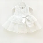 Robe en dentelle blanche pour bébé fille vêtements de baptême mariage anniversaire robe de fête élégante tulle et satin accessoire bébé fille