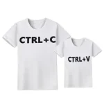 Tshirt père enfant assortis vêtements coordonnés design humoristique CTRLC CTRLV coton blanc family look décontracté