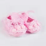 Chaussures de premier pas pour fille 02 ans spéciales occasions princesse décoration fleur collection 2023 qualité premium durable rose pâle