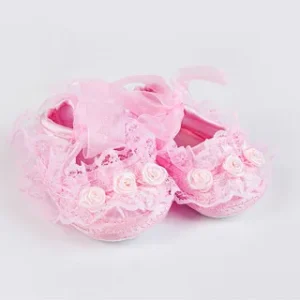 Chaussures de premier pas pour fille 02 ans spéciales occasions princesse décoration fleur collection 2023 qualité premium durable rose pâle