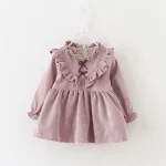 Robe princesse manches longues bébé filles robe anniversaire vêtements printemps extérieur bébés filles rose pâle