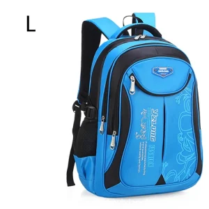 Sac à dos école enfants adolescents cartable scolaire imperméable nylon bleu avec poches zippées bretelles rembourrées design moderne sportif