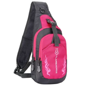 Sac à dos sling Flame Horse pour homme et femme style urbain résistant à l’eau confortable compartiments multiples rose vif sportif et élégant Sac à dos sling Flame Horse pour homme et femme style urbain résistant à l’eau confortable compartiments multiples rose vif sportif et élégant