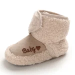 Chaussures d&rsquo;hiver pour bébé bottes en peluche douces antidérapantes semelle souple ajustables bébé fille et garçon 018M