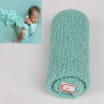 Couverture tricotée pour bébé accessoire de photographie newborn enveloppe ronde 40x150cm 3Mint Green maternité mode qualité premium