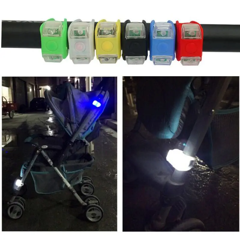 Lampe de nuit LED étanche pour poussette bébé 2 pièces alarme sécurité Flash LED silicone durable antiéclaboussures