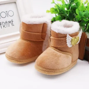 Chaussons de Neige en Peluche pour NouveauNé Fille Chaussures Antidérapantes Semelle Souple Respirantes Ailes de Cœur Premiers Pas Chaussons de Neige en Peluche pour NouveauNé Fille Chaussures Antidérapantes Semelle Souple Respirantes Ailes de Cœur Premiers Pas