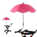 Parasol poussette réglable Protection UV 50 Design moderne Parasol portable pour bébé Tissu synthétique couleur rose Pince courbée