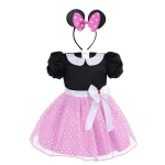 Robe princesse Minnie Mouse à pois pour fille costume déguisement Halloween événements style cartoon été