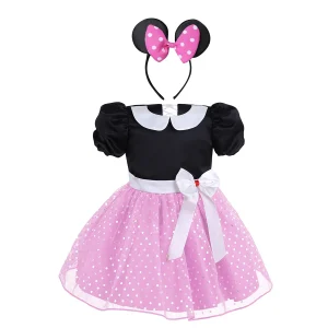 Robe princesse Minnie Mouse à pois pour fille costume déguisement Halloween événements style cartoon été