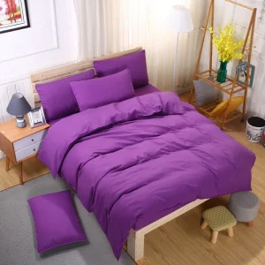 Ensemble literie confortable pour enfants adolescents adultes housse de couette draps plats taies d&rsquo;oreiller design moderne violet vibrant collection No.9