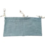 Sac de rangement en coton pour bassinet bébé multifonctionnel sangles ajustables texture gaufrée bleu pâle chambre moderne bébé 13 ans