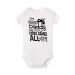 Body à manches courtes pour bébé nouveauné vêtement unisexe design vidéo jeu rigolo coton doux blanc 01 ans