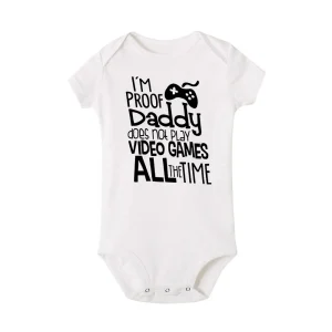 Body à manches courtes pour bébé nouveauné vêtement unisexe design vidéo jeu rigolo coton doux blanc 01 ans