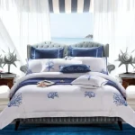Parure de lit en coton égyptien bleu motif chic housse de lit luxe bébé 4 pièces 6 pièces 10 pièces 100% coton hypoallergénique