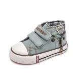 Chaussures enfants hautes en denim logo étoile style moderne Velcro et fermeture éclair enfants 713 ans baskets antidérapantes