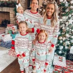 Ensemble pyjamas famille Noel adulte enfant vêtements de nuit 2 pièces cerf hauts pantalons hiver confort douxasics